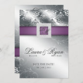 Sparen de Datum van het huwelijk Damask Jewel Paar Save The Date (Voorkant / Achterkant)