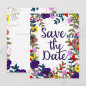 Sparen de Datum van het huwelijk  Floral Reef Briefkaart (Voorkant / Achterkant)