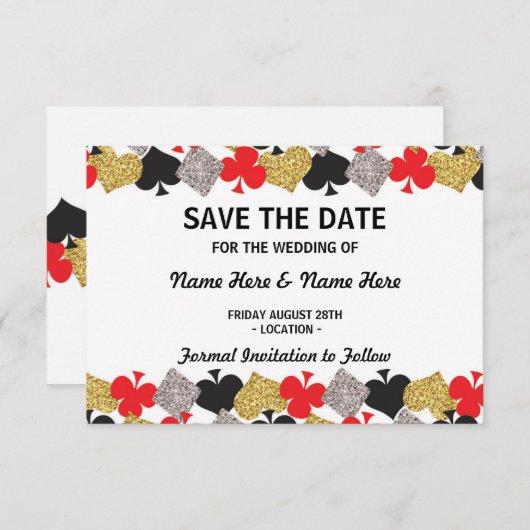 Sparen de Datum van het huwelijk Las Vegas Casino Save The Date (Voorkant / Achterkant)