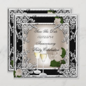 Sparen de Datum van het Jubileum Bieden het Zwart  Save The Date (Voorkant / Achterkant)