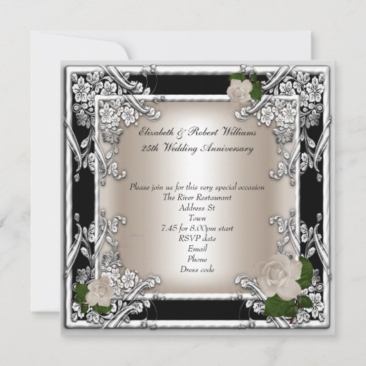 Sparen de Datum van het Jubileum Bieden het Zwart  Save The Date (Achterkant)