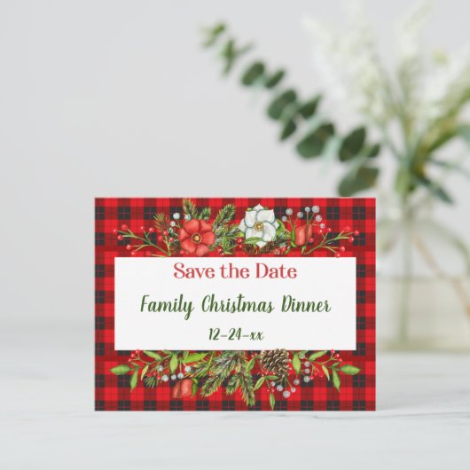 Sparen de Datum van het Kerstmaalfeest van de Fami Briefkaart (Staand voorkant)