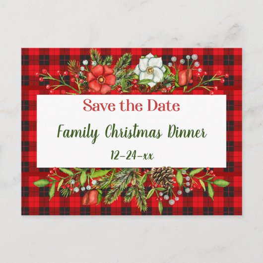 Sparen de Datum van het Kerstmaalfeest van de Fami Briefkaart (Voorkant)