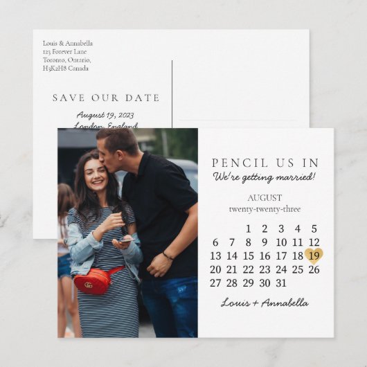 Sparen de Datum van het Koude van de Kalender Augu Briefkaart (Voorkant / Achterkant)