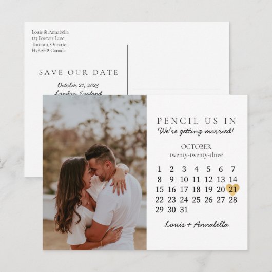 Sparen de Datum van het Koude van de Kalender Okto Briefkaart (Voorkant / Achterkant)