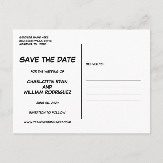 Sparen de Datum van het Moderne Boek van het Boek Aankondigingskaart (Achterkant)