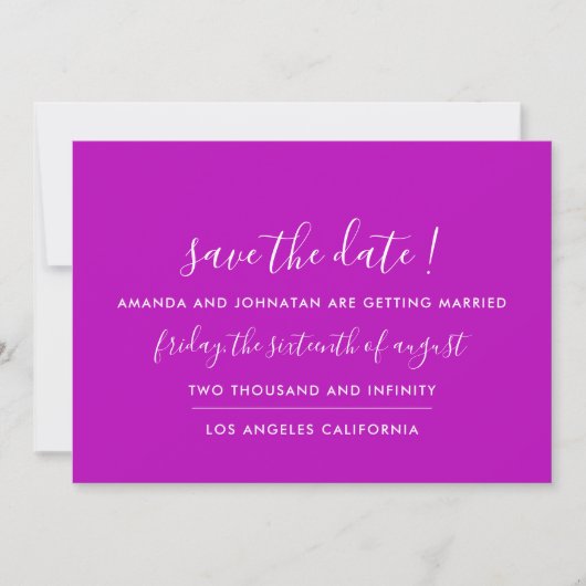 Sparen de Datum van het Monogram van Fuchsia Minim Save The Date (Voorkant)