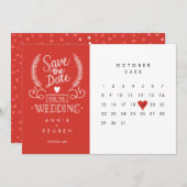 Sparen de Datum van het Rode Hart van de Liefde va Kaart (Voorkant / Achterkant)