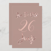 Sparen de Datum van het Roos Gold Manuscript van d Save The Date (Voorkant / Achterkant)