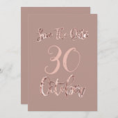 Sparen de Datum van het Roos Gold Manuscript van d Save The Date (Voorkant / Achterkant)