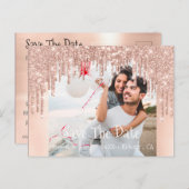 Sparen de Datum van het Roos van het Verloving van Aankondigingskaart (Voorkant / Achterkant)