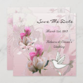 Sparen de Datum van het Wit Wit Berichten Dove Save The Date (Voorkant / Achterkant)