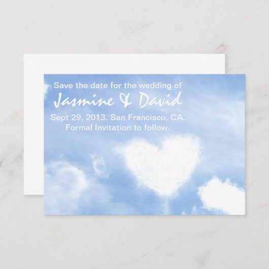 Sparen de Datum van het Wuwelijk - de HartWolk van Save The Date (Voorkant / Achterkant)