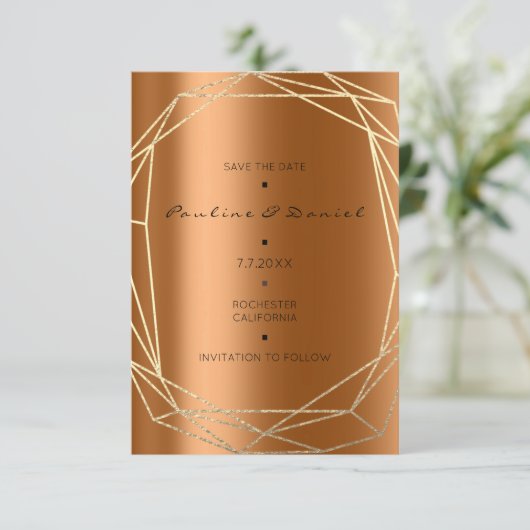 Sparen de Datum van het Zwarte Monogram Diamond Go Save The Date (Staand voorkant)