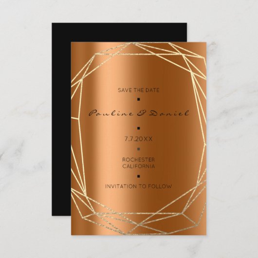 Sparen de Datum van het Zwarte Monogram Diamond Go Save The Date (Voorkant / Achterkant)