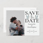 Sparen de Datum van het Zwarte & Witte Bemiddelt v Aankondigingskaart (Voorkant / Achterkant)