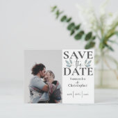 Sparen de Datum van het Zwarte & Witte Bemiddelt v Aankondigingskaart (Staand voorkant)