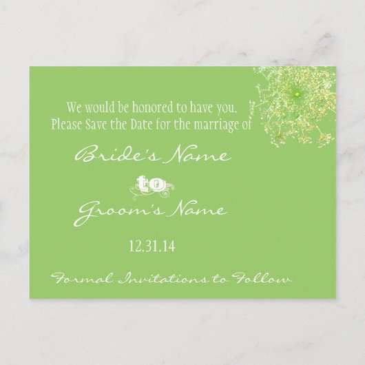 Sparen de Datum van Koningin Anne's Lace Aankondigingskaart (Achterkant)