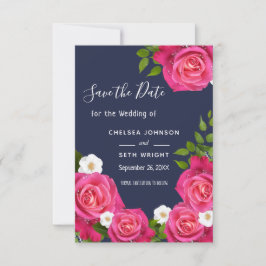 Sparen de Datum van Midnight Blauw & Roze Roses Save The Date