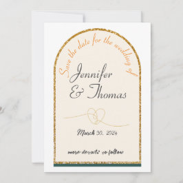 Sparen de datum van onze bruiloft/gouden rand kaart