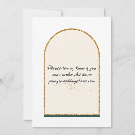 Sparen de datum van onze bruiloft/gouden rand kaart (Achterkant)