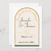 Sparen de datum van onze bruiloft/gouden rand kaart (Voorkant / Achterkant)