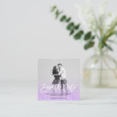 Sparen de Datum van Paarse lavender glitter foto Vierkante Visitekaartje (Staand voorkant)