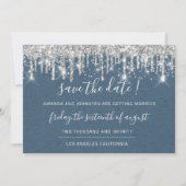 Sparen de Datum van Papier Kraft Grey Drip Blauw Save The Date (Voorkant)