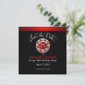Sparen de Datum Vegas Casino Chip | rode zilverzwa Save The Date (Staand voorkant)
