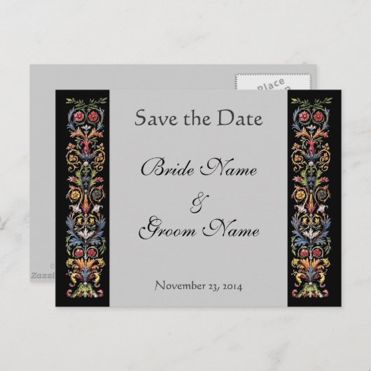 Sparen de Datum verlichte Grijze Briefkaarten van  (Voorkant / Achterkant)