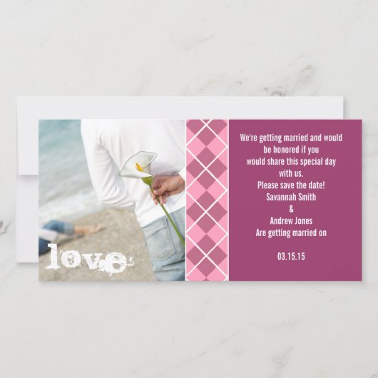 Sparen de Datum-Verloving Foto's Save The Date (Voorkant)