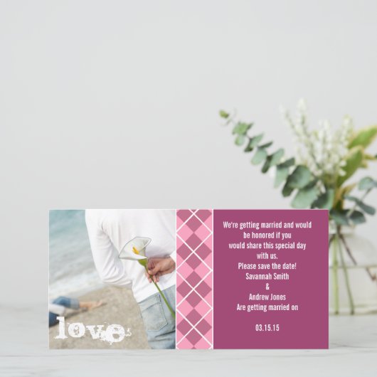 Sparen de Datum-Verloving Foto's Save The Date (Staand voorkant)