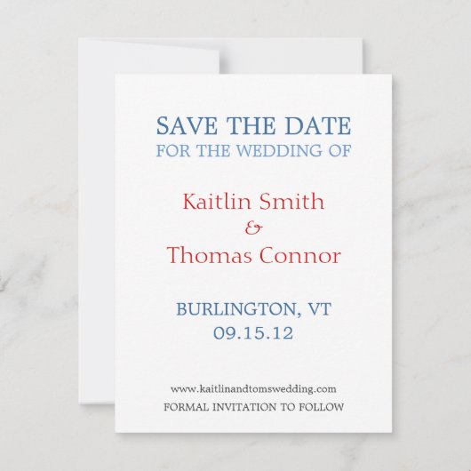 Sparen de Datum - - Vermont Save The Date (Achterkant)