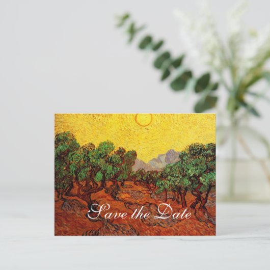 Sparen de Datum, Vincent van Gogh Olive Trees Aankondigingskaart (Staand voorkant)