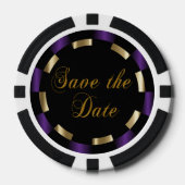 Sparen de Datum voor de Bride en de Groom - Paars Poker Chips (Voorkant)