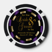 Sparen de Datum voor de Bride en de Groom - Paars Poker Chips (Achterkant)