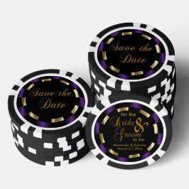 Sparen de Datum voor de Bride en de Groom - Paars Poker Chips