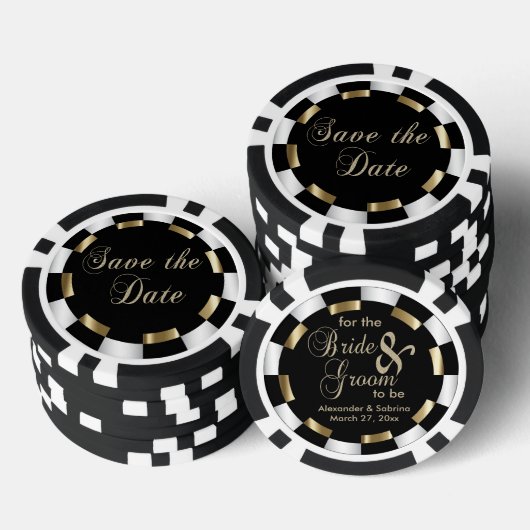 Sparen de Datum voor de Bride en de Groom Pokerchips (Opstapeling)