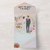 Sparen de datum voor de bruiloft van all in one uitnodiging (Binnen)