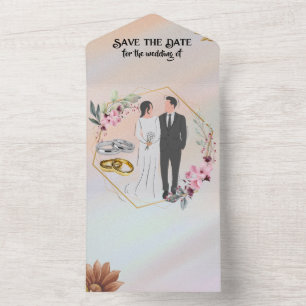 Sparen de datum voor de bruiloft van all in one uitnodiging