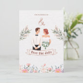 Sparen de datum voor de bruiloft van kaart (Staand voorkant)
