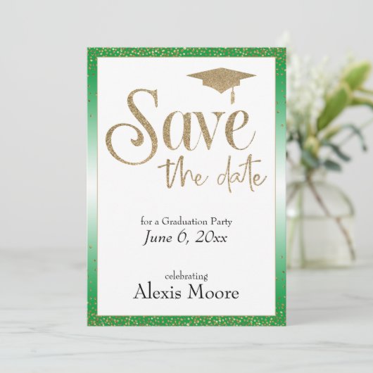 Sparen de Datum voor een Goud van de GraduPartij o Kaart (Staand voorkant)