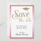 Sparen de Datum voor een Gouden & Roze van de Part Kaart (Voorkant)