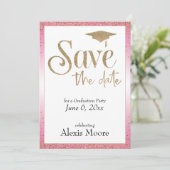 Sparen de Datum voor een Gouden & Roze van de Part Kaart (Staand voorkant)