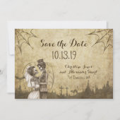 Sparen de Datum voor Halloween Wedding met Skelett Save The Date (Voorkant)