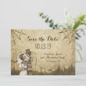 Sparen de Datum voor Halloween Wedding met Skelett Save The Date (Staand voorkant)