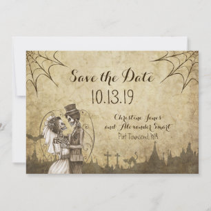 Sparen de Datum voor Halloween Wedding met Skelett Save The Date