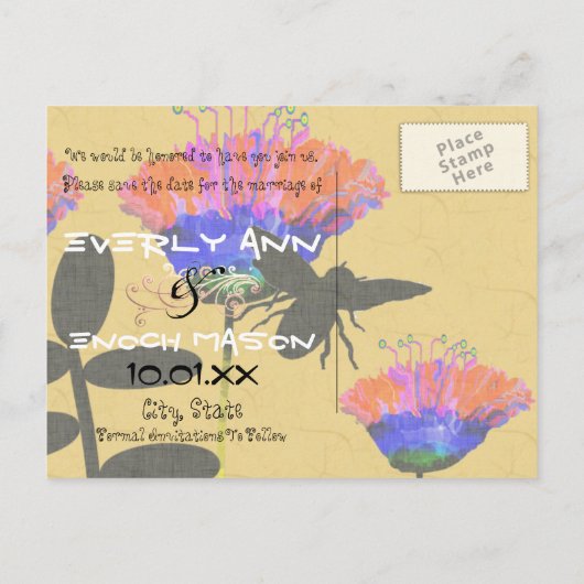 Sparen de Datum - voor om het even welke gebeurten Aankondigingskaart (Achterkant)