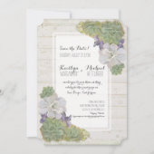 Sparen de Datum waarop Cactus Succulent Wooden Des Save The Date (Voorkant)