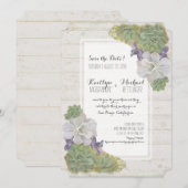 Sparen de Datum waarop Cactus Succulent Wooden Des Save The Date (Voorkant / Achterkant)